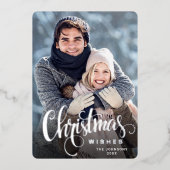 輝くメリークリスマスフォトGREETINGシルバー 箔シーズンカード (正面)