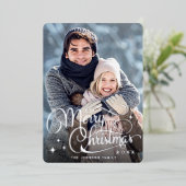 輝くメリークリスマスフォトGREETINGシルバー 箔シーズンカード (立ち正面)