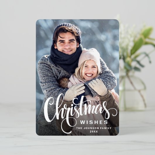 輝くメリークリスマスフォトGREETINGシルバー 箔シーズンカード (立ち正面)