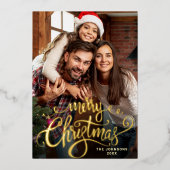 輝くメリークリスマスフォトGREETING金ゴールド 箔シーズンカード (正面)
