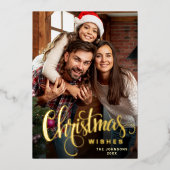 輝くメリークリスマスフォトGREETING金ゴールド 箔シーズンカード (正面)