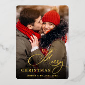 輝くメリークリスマスフォトGREETING金ゴールド 箔シーズンカード (正面)