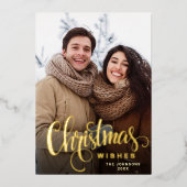 輝くメリークリスマスフォトGREETING金ゴールド 箔シーズンカード (正面)