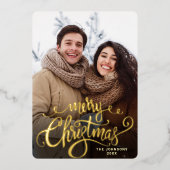 輝くメリークリスマスフォトGREETING金ゴールド 箔シーズンカード (正面)
