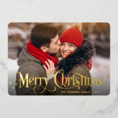 輝くメリークリスマスフォトGREETING金ゴールド 箔シーズンカード (正面)
