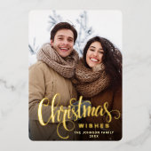 輝くメリークリスマスフォトGREETING金ゴールド 箔シーズンカード (正面)