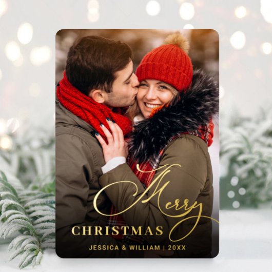 輝くメリークリスマスフォトGREETING金ゴールド 箔シーズンカード
