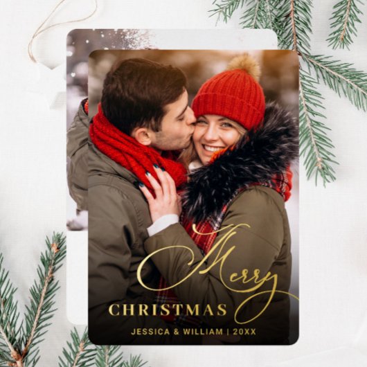輝くメリークリスマスフォトGREETING金ゴールド 箔シーズンカード