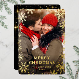 輝くメリークリスマスフォトGREETING金ゴールド 箔シーズンカード