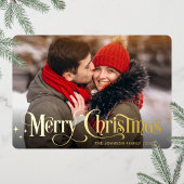 輝くメリークリスマスフォトGREETING金ゴールド 箔シーズンカード