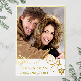 輝くメリークリスマスフォトGREETING金ゴールド 箔シーズンカード