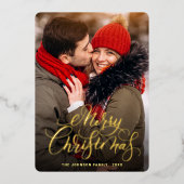 輝くメリークリスマスフォトGREETING金ゴールド 箔シーズンカード (正面)