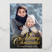 輝くメリークリスマスフォトGREETING金ゴールド 箔シーズンカード (正面)