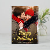 輝くメリークリスマスフォトGREETING金ゴールド 箔シーズンカード (立ち正面)