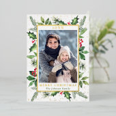 輝くメリークリスマスフォトGREETING金ゴールド 箔シーズンカード (立ち正面)