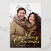 輝くメリークリスマスフォトGREETING金ゴールド 箔シーズンカード (正面)