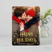 輝くメリークリスマスフォトGREETING金ゴールド 箔シーズンカード (立ち正面)