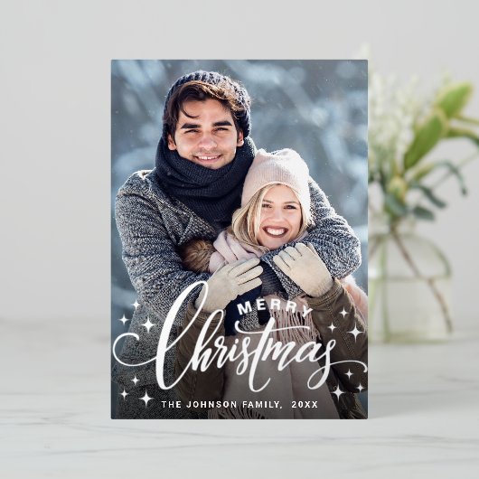 輝くメリークリスマス2 PHOTOグリーティングシルバー 箔シーズンカード (立ち正面)