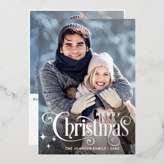 輝くメリークリスマス2 PHOTOグリーティングシルバー 箔シーズンカード (正面/裏面)