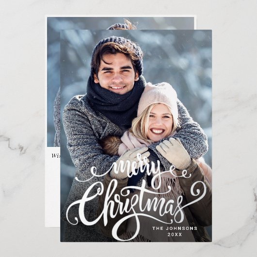 輝くメリークリスマス2 PHOTOグリーティングシルバー 箔シーズンカード (正面/裏面)