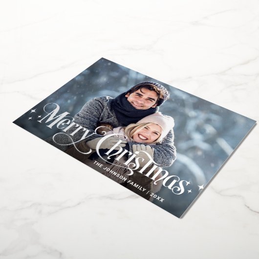 輝くメリークリスマス3 PHOTOグリーティングシルバー 箔シーズンカード (回転した状態)