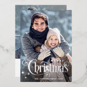 輝くメリークリスマス4 PHOTOグリーティングシルバー 箔シーズンカード (正面/裏面)