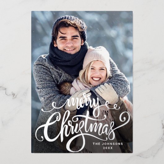 輝くメリークリスマス4 PHOTOグリーティングシルバー 箔シーズンカード (正面)