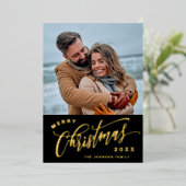 輝くメリークリスマス4 PHOTO Greeting金ゴールド 箔シーズンカード (立ち正面)