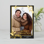 輝くメリークリスマス4 PHOTO Greeting金ゴールド 箔シーズンカード (立ち正面)