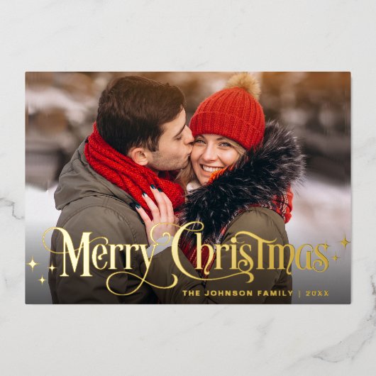 輝くメリークリスマス4 PHOTO Greeting金ゴールド 箔シーズンカード (正面)