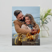 輝くメリークリスマス4 PHOTO Greeting金ゴールド 箔シーズンカード (立ち正面)