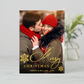 輝くメリークリスマス4 PHOTO Greeting金ゴールド 箔シーズンカード (立ち正面)