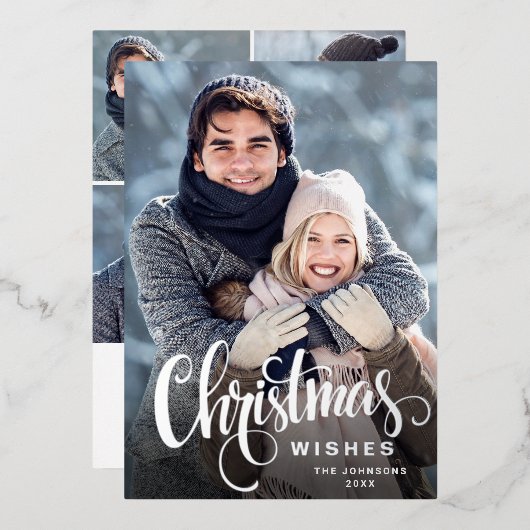 輝くメリークリスマス5 PHOTOグリーティングシルバー 箔シーズンカード (正面/裏面)