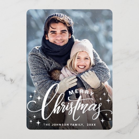 輝くメリークリスマス5 PHOTOグリーティングシルバー 箔シーズンカード (正面)