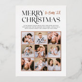 輝くメリー瞬間 |モダンクリスマス9写真 箔シーズンカード (正面)