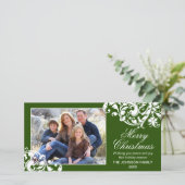 輝くモダンクリスマスグリーンと白を渦巻く シーズンカード (スタンド正面)