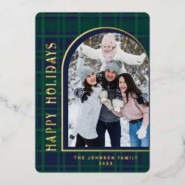 輝くモダンクリスマス写真あいさつ金ゴールド 箔シーズンカード