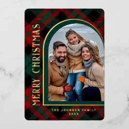 輝くモダンクリスマス写真あいさつ金ゴールド 箔シーズンカード