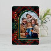 輝くモダンクリスマス写真あいさつ金ゴールド 箔シーズンカード (立ち正面)