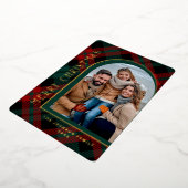 輝くモダンクリスマス写真あいさつ金ゴールド 箔シーズンカード (回転した状態)