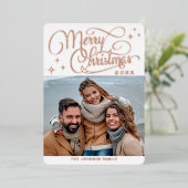 輝くモダンクリスマス写真あいさつ金ゴールド 箔シーズンカード (立ち正面)