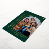 輝くモダンクリスマス写真あいさつ金ゴールド 箔シーズンカード (回転した状態)