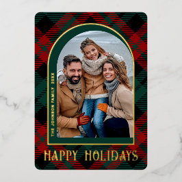 輝くモダンクリスマス写真あいさつ金ゴールド 箔シーズンカード