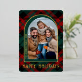 輝くモダンクリスマス写真あいさつ金ゴールド 箔シーズンカード (立ち正面)