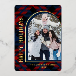 輝くモダンクリスマス写真あいさつ金ゴールド 箔シーズンカード