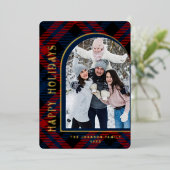 輝くモダンクリスマス写真あいさつ金ゴールド 箔シーズンカード (立ち正面)