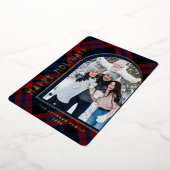 輝くモダンクリスマス写真あいさつ金ゴールド 箔シーズンカード (回転した状態)