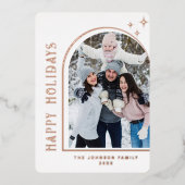 輝くモダンクリスマス写真あいさつ金ゴールド 箔シーズンカード (正面)