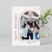 輝くモダンクリスマス写真あいさつ金ゴールド 箔シーズンカード (立ち正面)