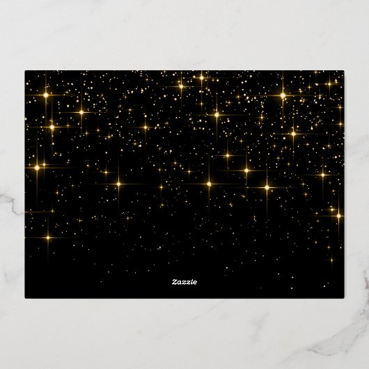 輝くモダンクリスマス写真グリーティング金ゴールド 箔シーズンカード (裏面)